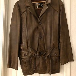 Mens Vintage COOPER Leather Jacket Size 42 Faux Fur Removable Liner Made in USA.